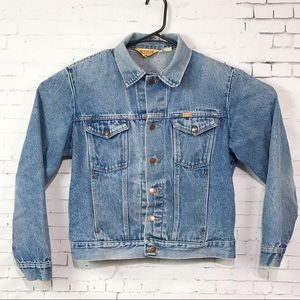 Vintage Distressed Denim Jean Trucker Jacket 80s